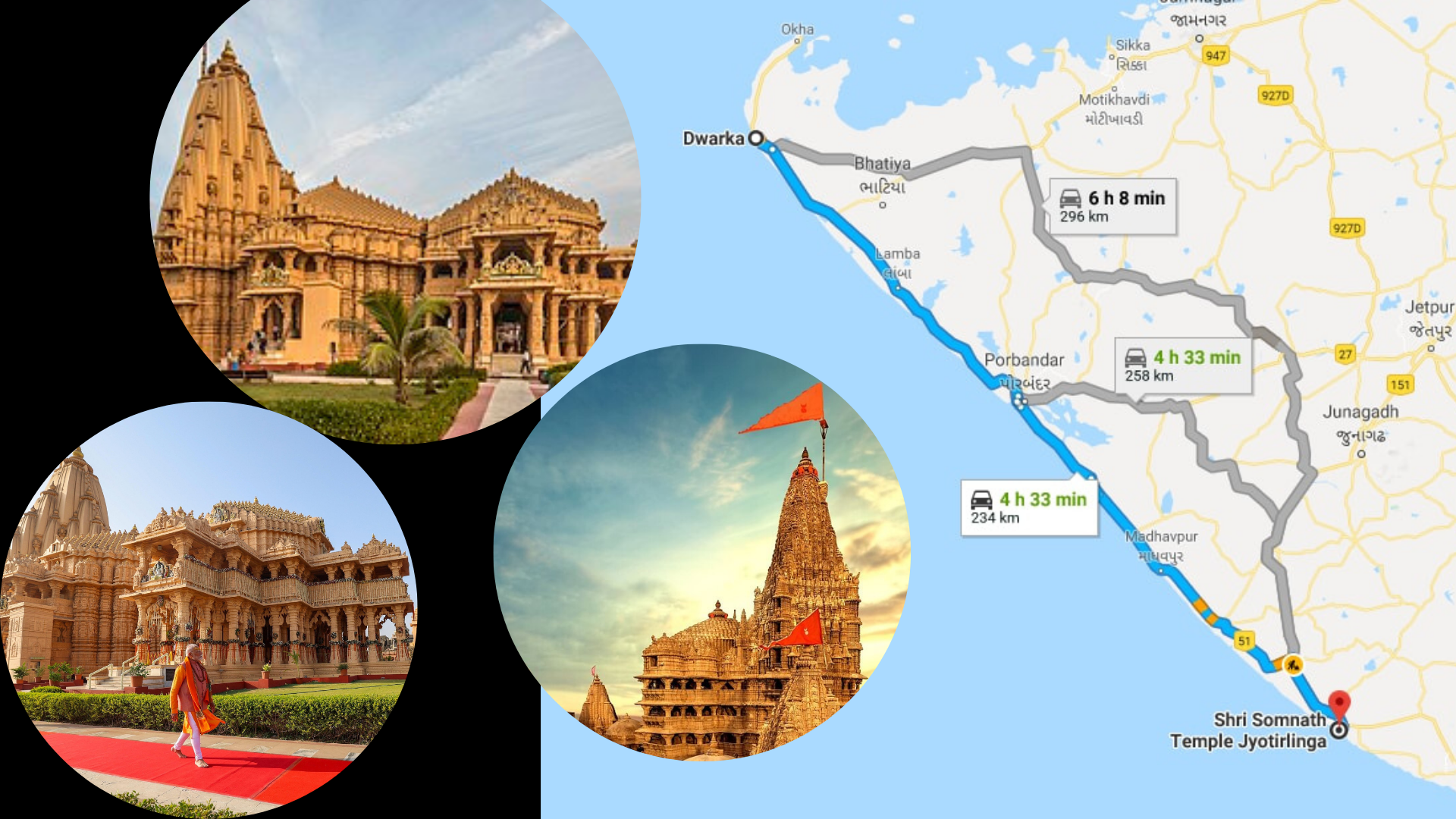 Somnath to Dwarka Taxi Service