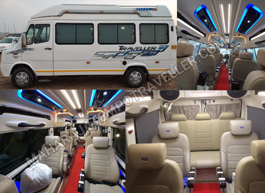 12 Seater 1X1 Maharaja Tempo Traveller on Rent in Diu
